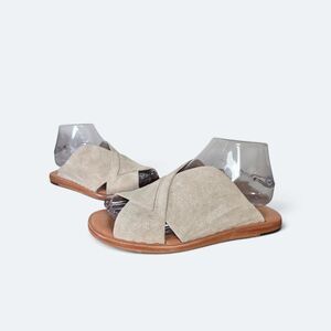 Free People Emelia Crossover Suede Slide Sandals Taupe Flat Size 36 Boho